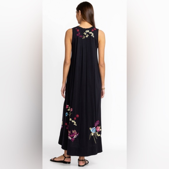 Johnny Was Jessi Knot V-neck Floral Embroidered Black Maxi Dress - Picture 2 of 3
